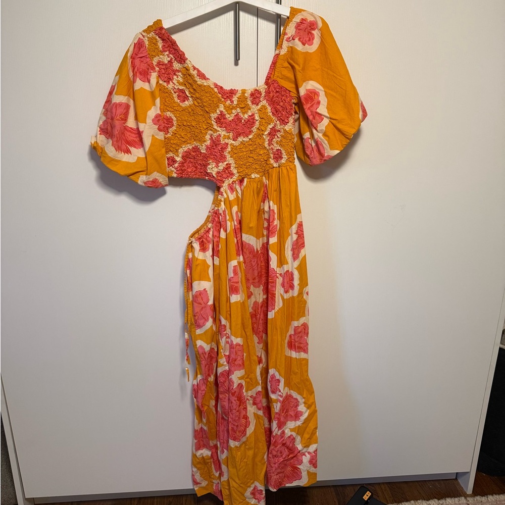 Free People Floral and Pink Cutout Dress